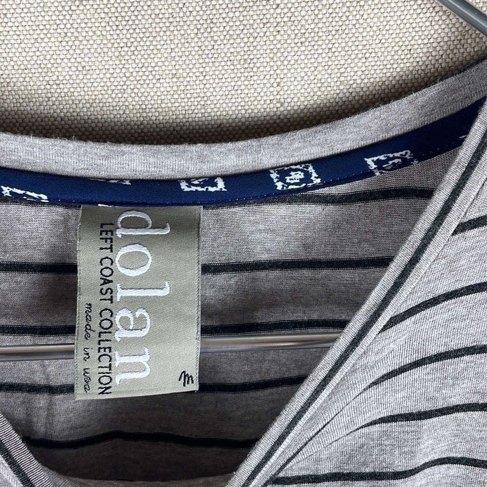 Left Coast Dolan > Striped Quarter Sleeve Top Medium - Picture 6 of 8